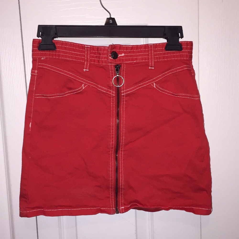Red jean skirt